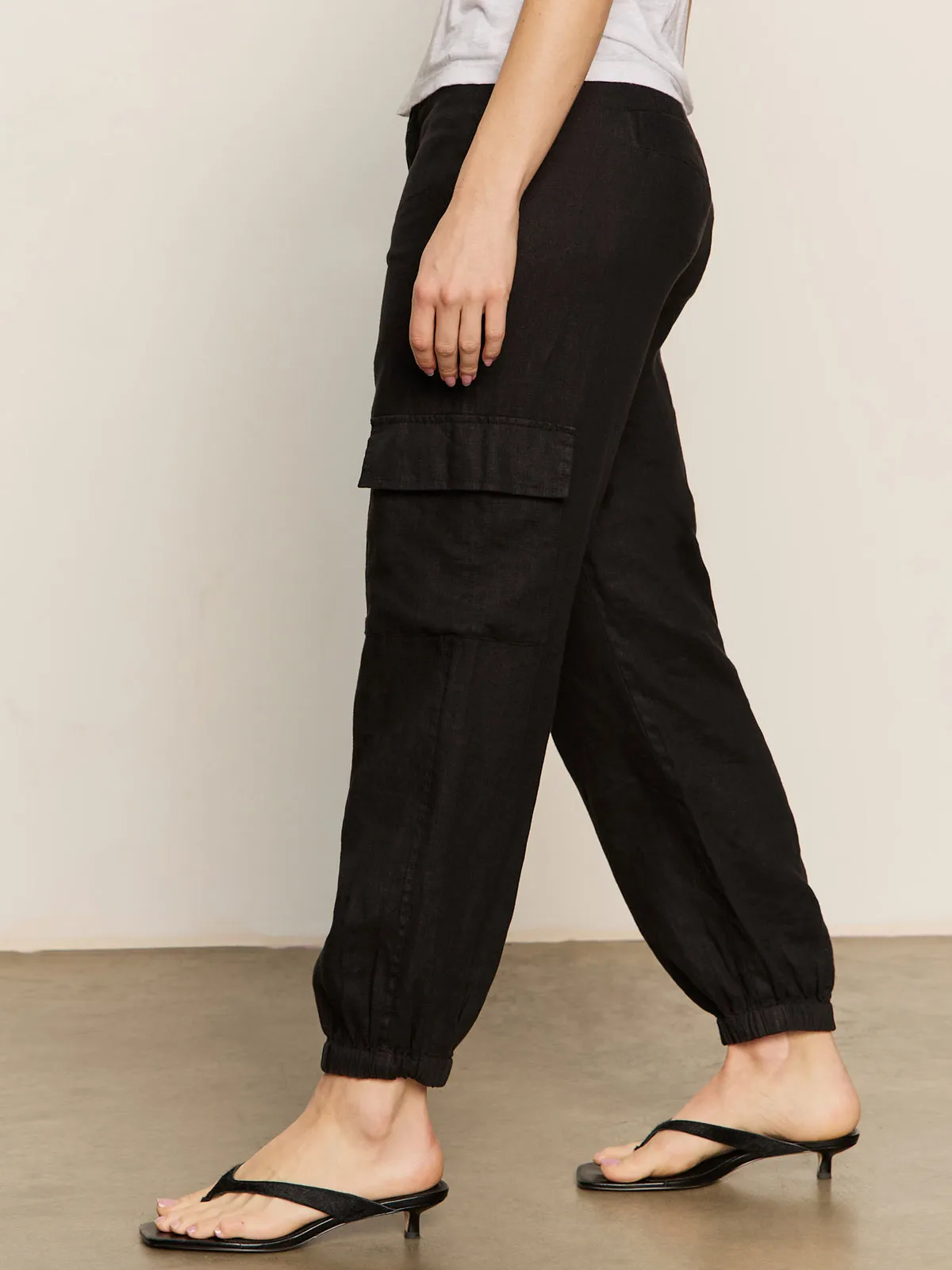 Take Over Linen Jogger Standard Rise Pant Black Modern Fit