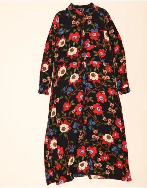 Lightweight Feel Raw edge FRENCH CONNECTION Womens Shirt Dress UK 12 Medium Black Floral Viscose