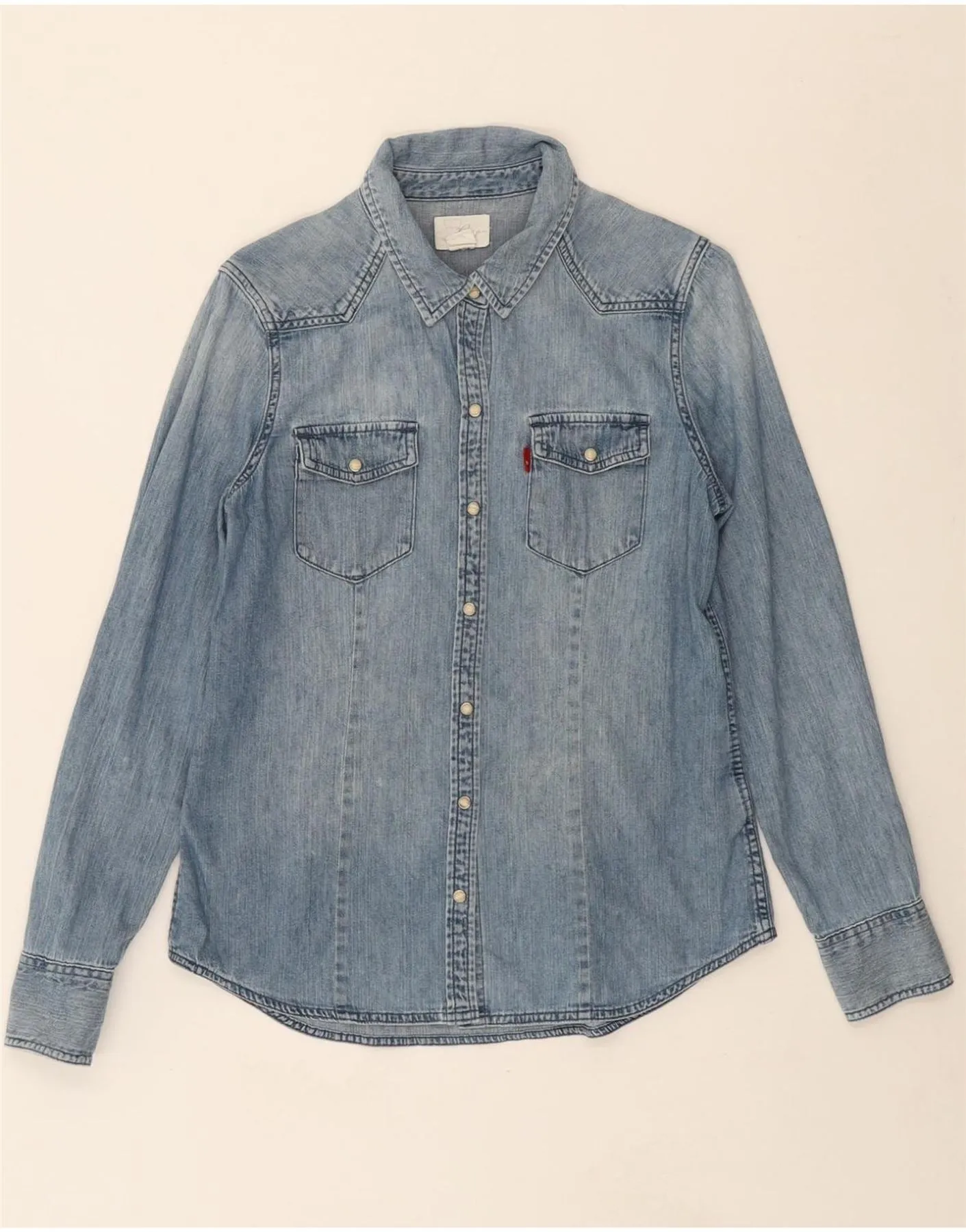 Bold Prints Ultra Soft Interior LEVI'S Womens Denim Shirt UK 12 Medium Blue Cotton