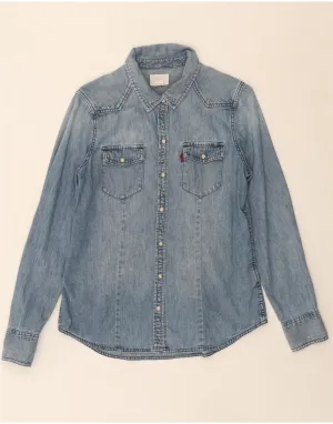 Bold Prints Ultra Soft Interior LEVI'S Womens Denim Shirt UK 12 Medium Blue Cotton