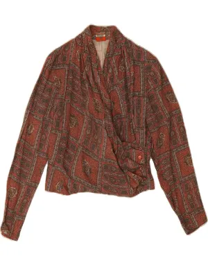 STEFANEL Womens Shirt Blouse UK 10 Small Brown Paisley Viscose Loose Comfort