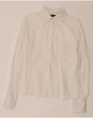 CALVIN KLEIN JEANS Womens Shirt UK 10 Small White Cotton Ultra Soft Interior Layered Sleeve Cuffs