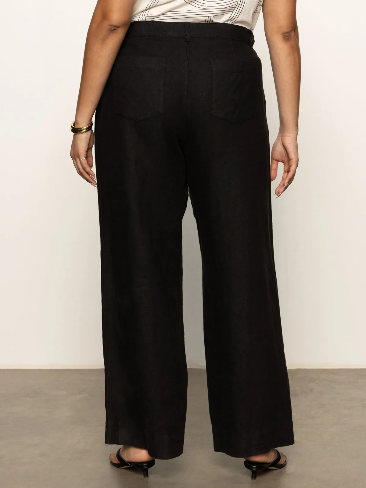 QuickReleaseClosures Stretch Ready The Linen Marine Wide Leg Semi-High Rise Pant Black Extended Sizing