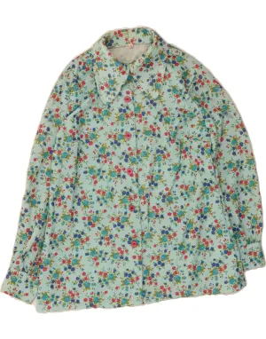 Neutral Colors Trendy designs VINTAGE Womens Shirt Blouse UK 14 Large Turquoise Floral