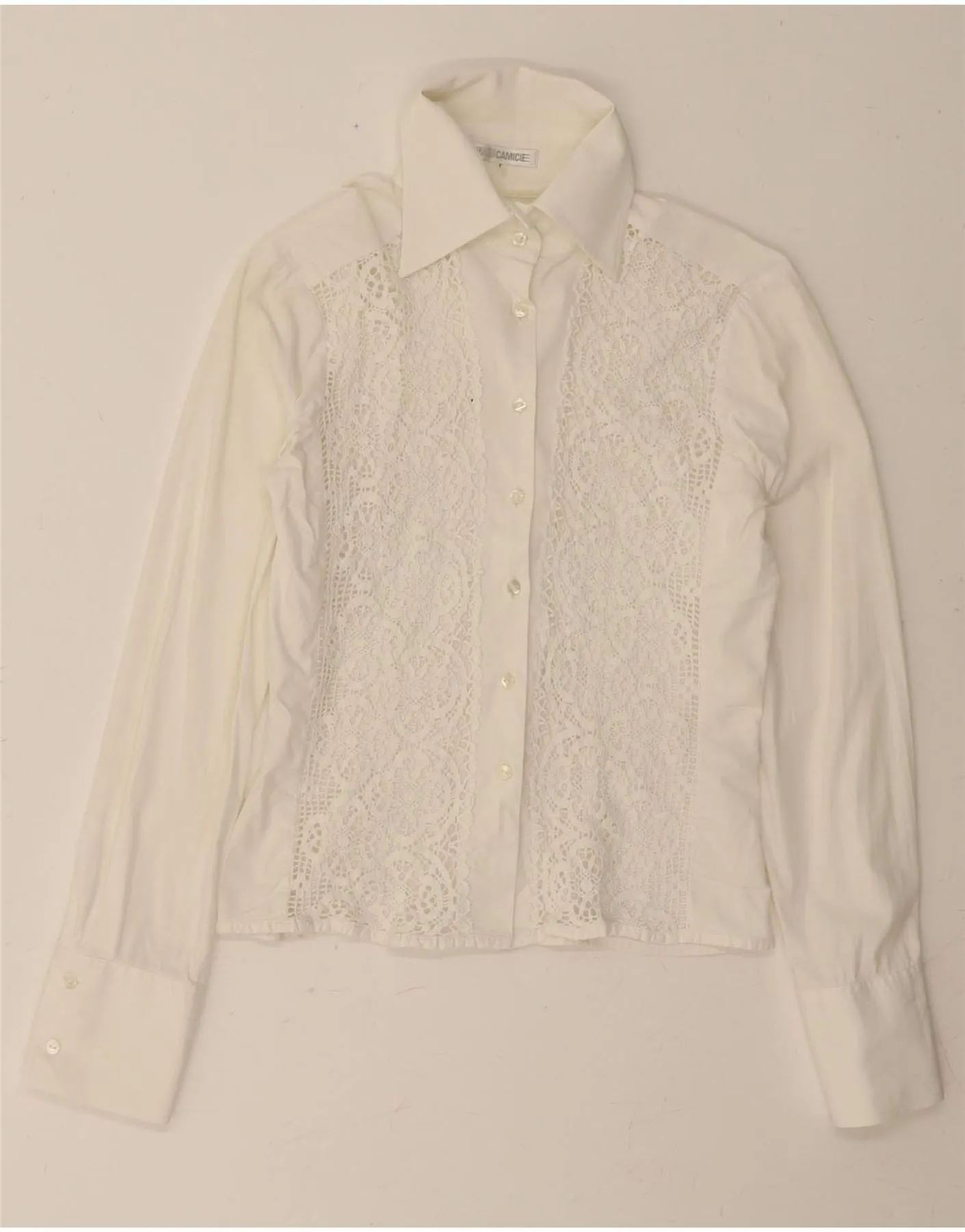Reinforced Side Vents Button Down Design NARACAMICIE Womens Shirt Blouse UK 10 Small White Cotton