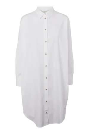 Vilde Loose Shirt Dress - Bright White Subtle Edge