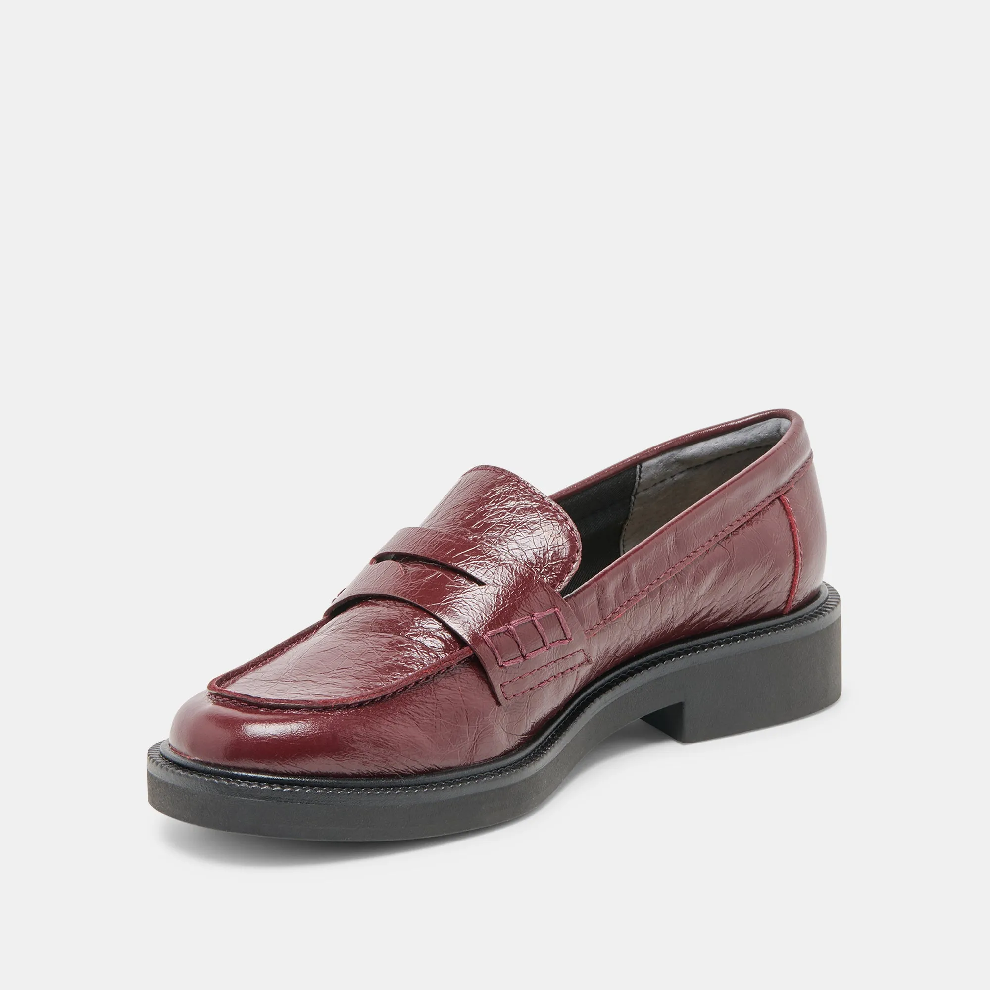 TIGGY LOAFERS OXBLOOD CRINKLE PATENT Wood Walk Water Path