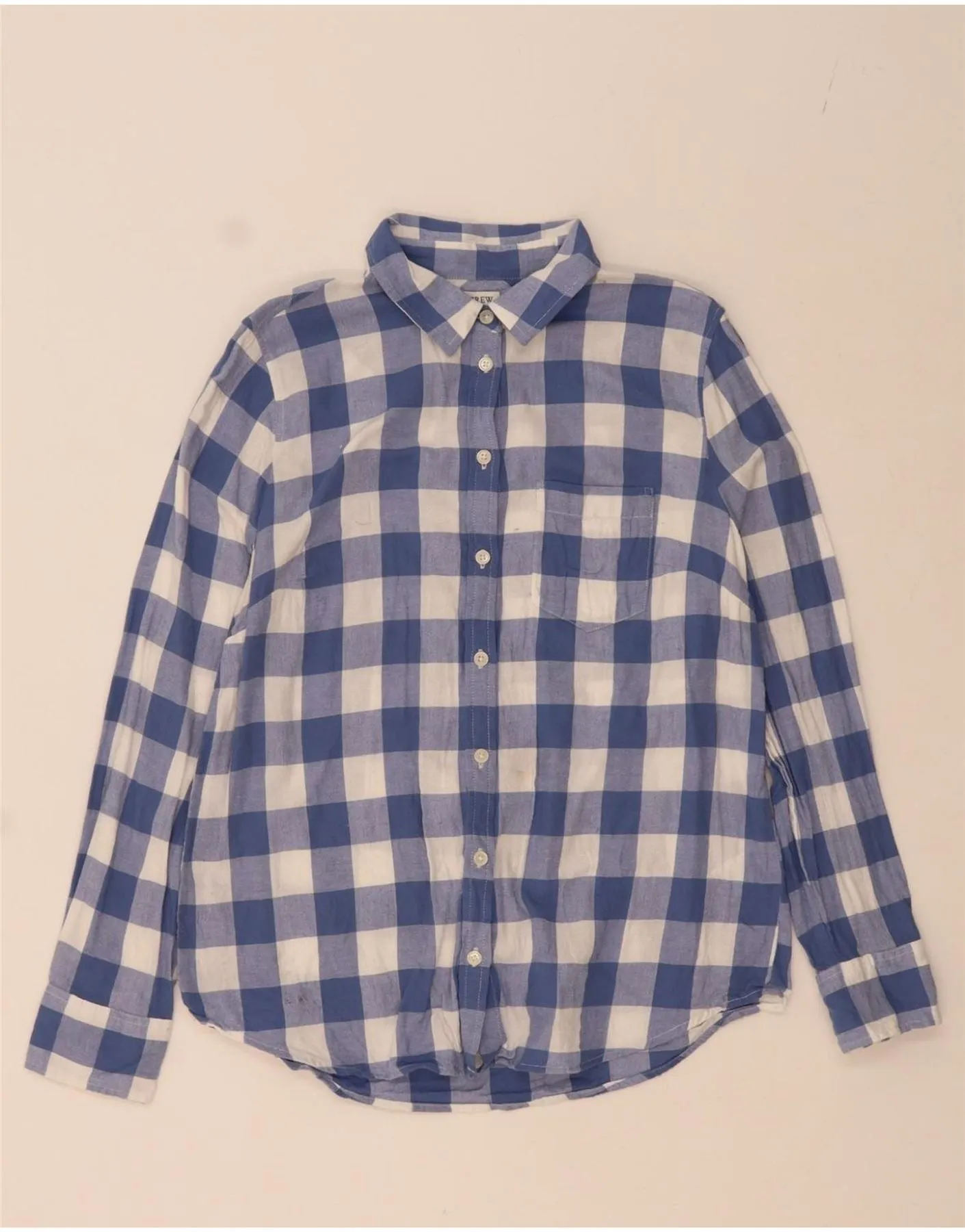 Durable Thread Construction J. CREW Womens Shirt UK 14 Medium Navy Blue Colourblock Cotton