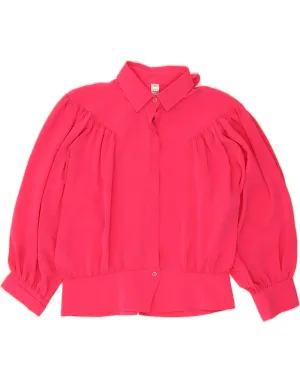 Embroidered Logo TRU Womens Shirt Blouse IT 40 Small Pink Polyester