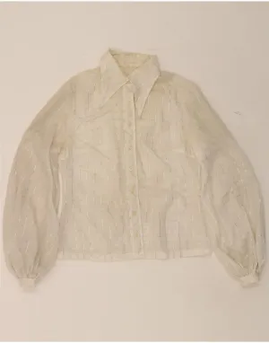 tall size Sleek Silhouette VINTAGE Womens Shirt Blouse UK 16 Large Off White Check