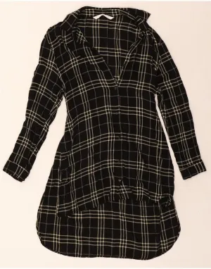 ZARA Womens Shirt Dress UK 10 Small Black Check Viscose Timeless Classic