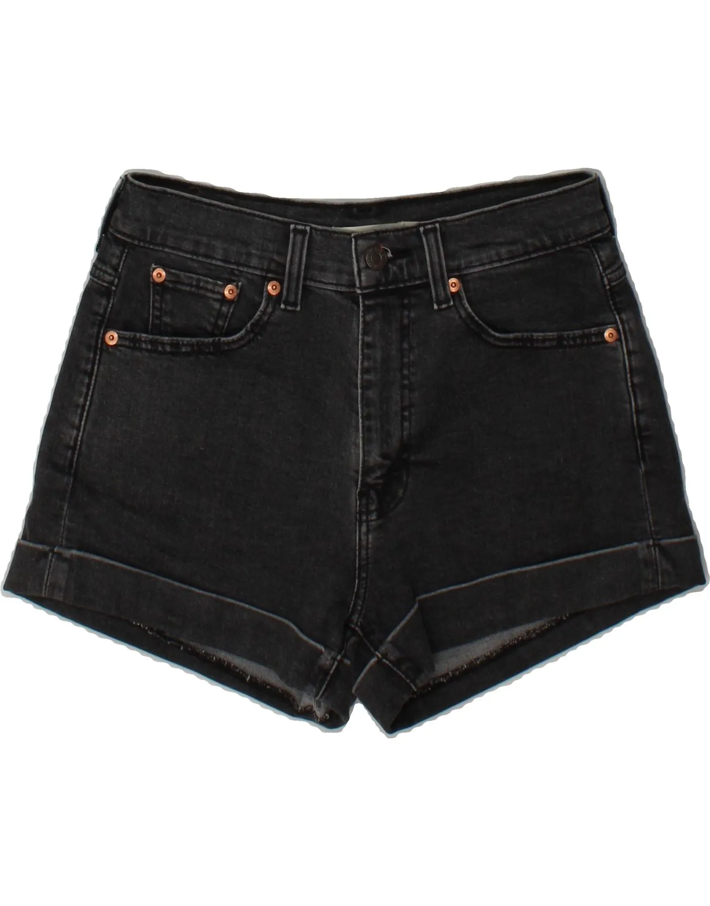 LEVI'S Womens Mom Denim Shorts W27 Small Grey Cotton Sustainable Weave