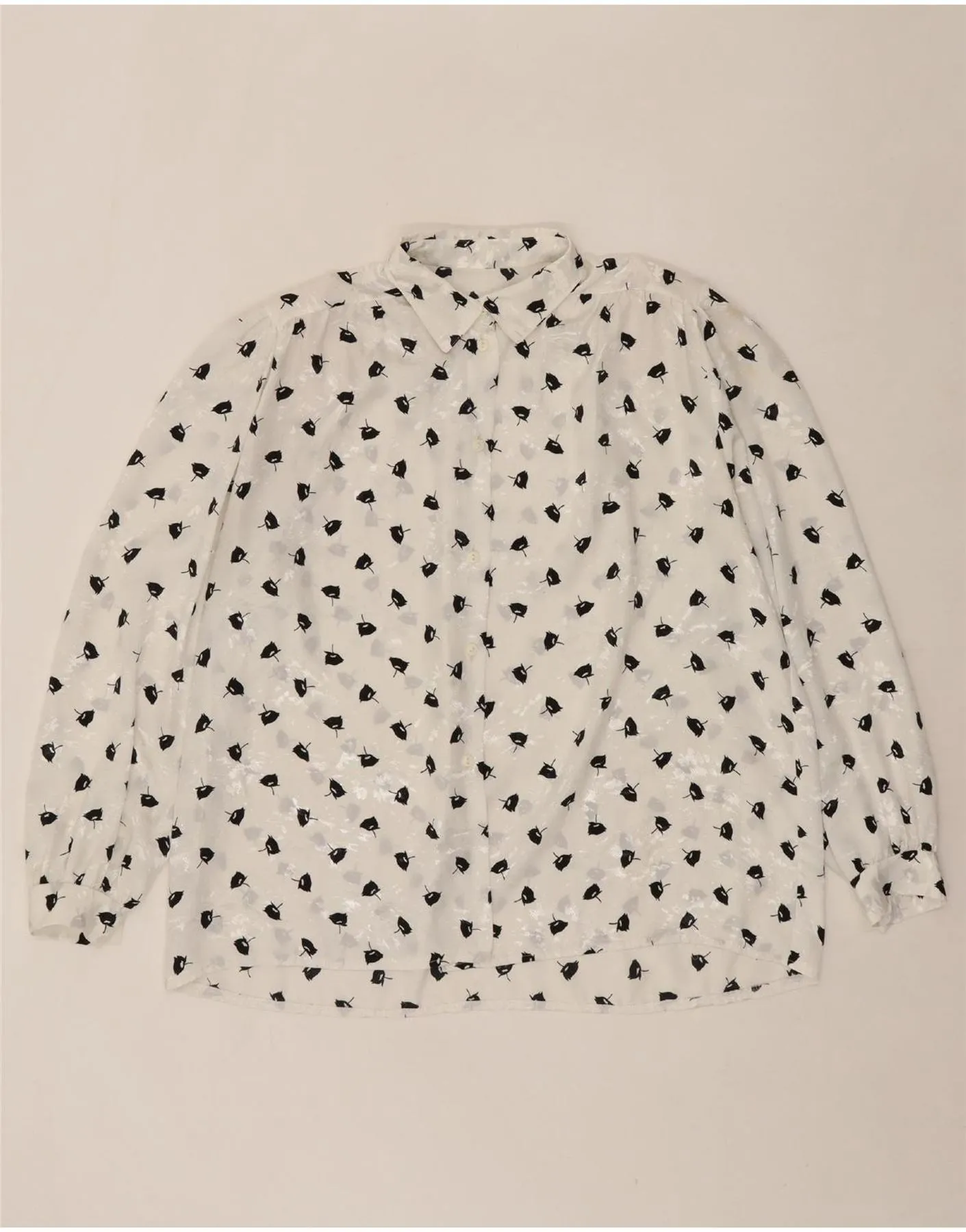 No Slip Shoulder Grip Weekend Outing VINTAGE Womens Shirt Blouse UK 20 2XL White Floral