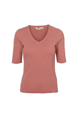 HighThreadCount Recycled Polyester Ludmilla V-Neck - Old Rose