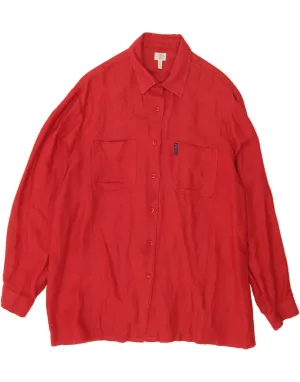 ARMANI JEANS Womens Shirt UK 16 Large Red Linen Reinforced Seams Neutral Shade