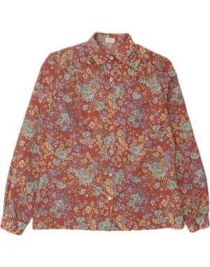 Must-Have Item Stretch Fit Technology VINTAGE Womens Shirt Blouse IT 44 Medium Maroon Floral Polyester
