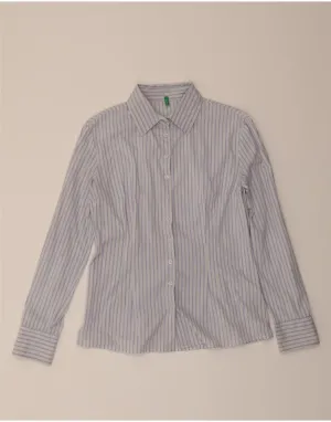 BENETTON Womens Shirt UK 18 XL Blue Striped Cotton Non Iron
