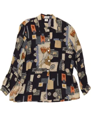 Pocket Detail GIRA PUCCINO Womens Shirt Blouse EU 42 Large Black Patchwork Cupro