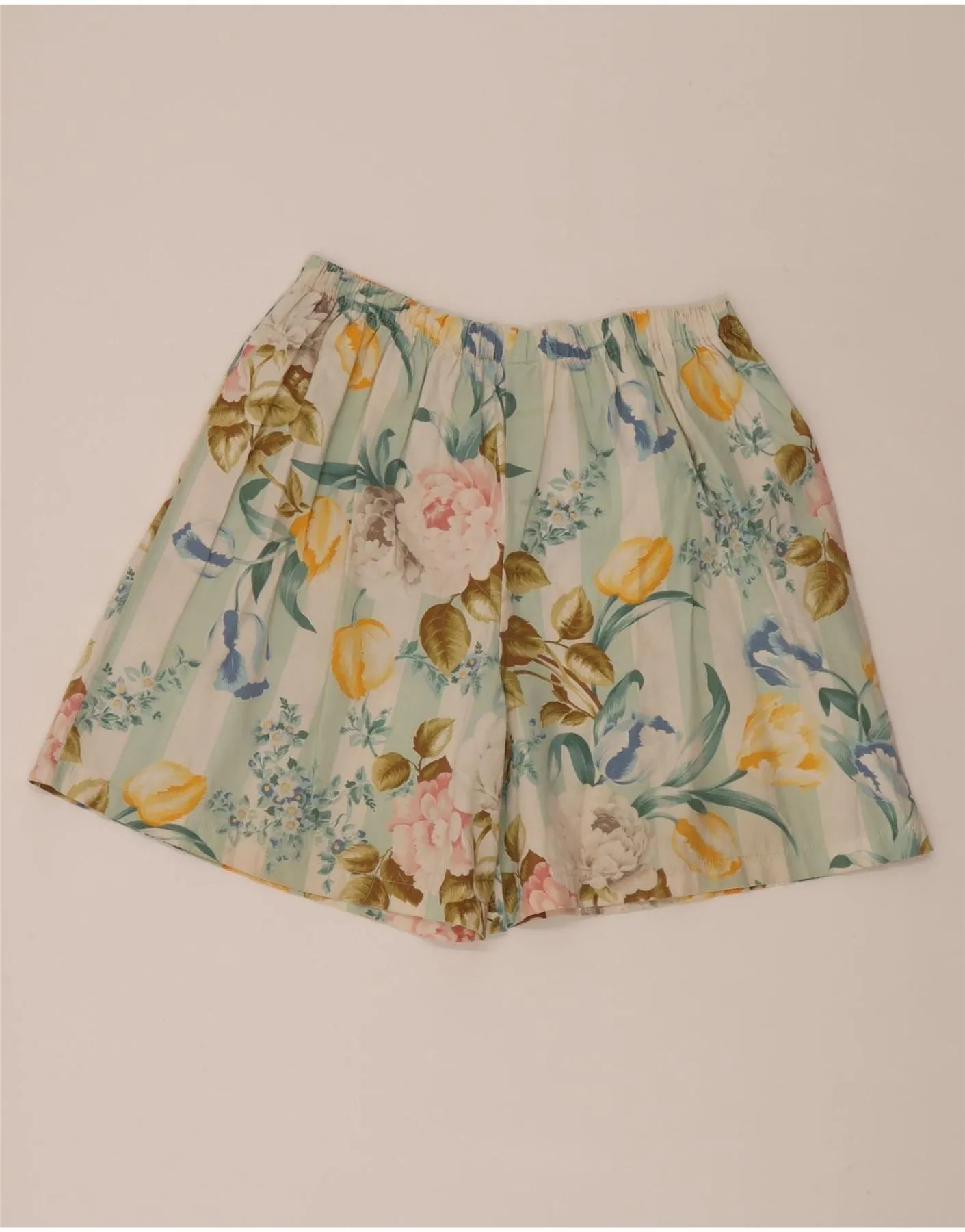 Mountain Escape Twill Weave VINTAGE Womens High Waist Casual Shorts W34 Large Multicoloured Floral