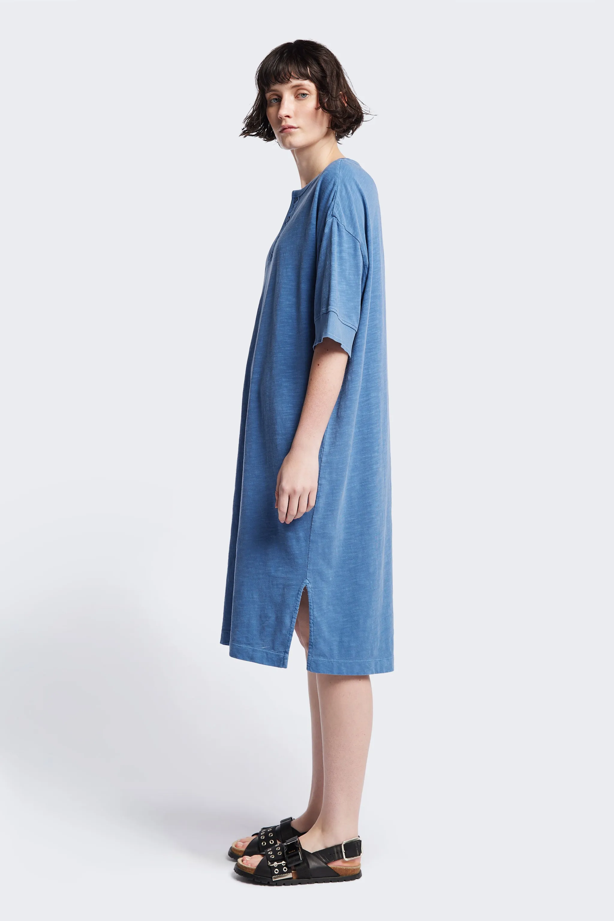 Treatise Henley Dress Blue WrinkleResistantFinish