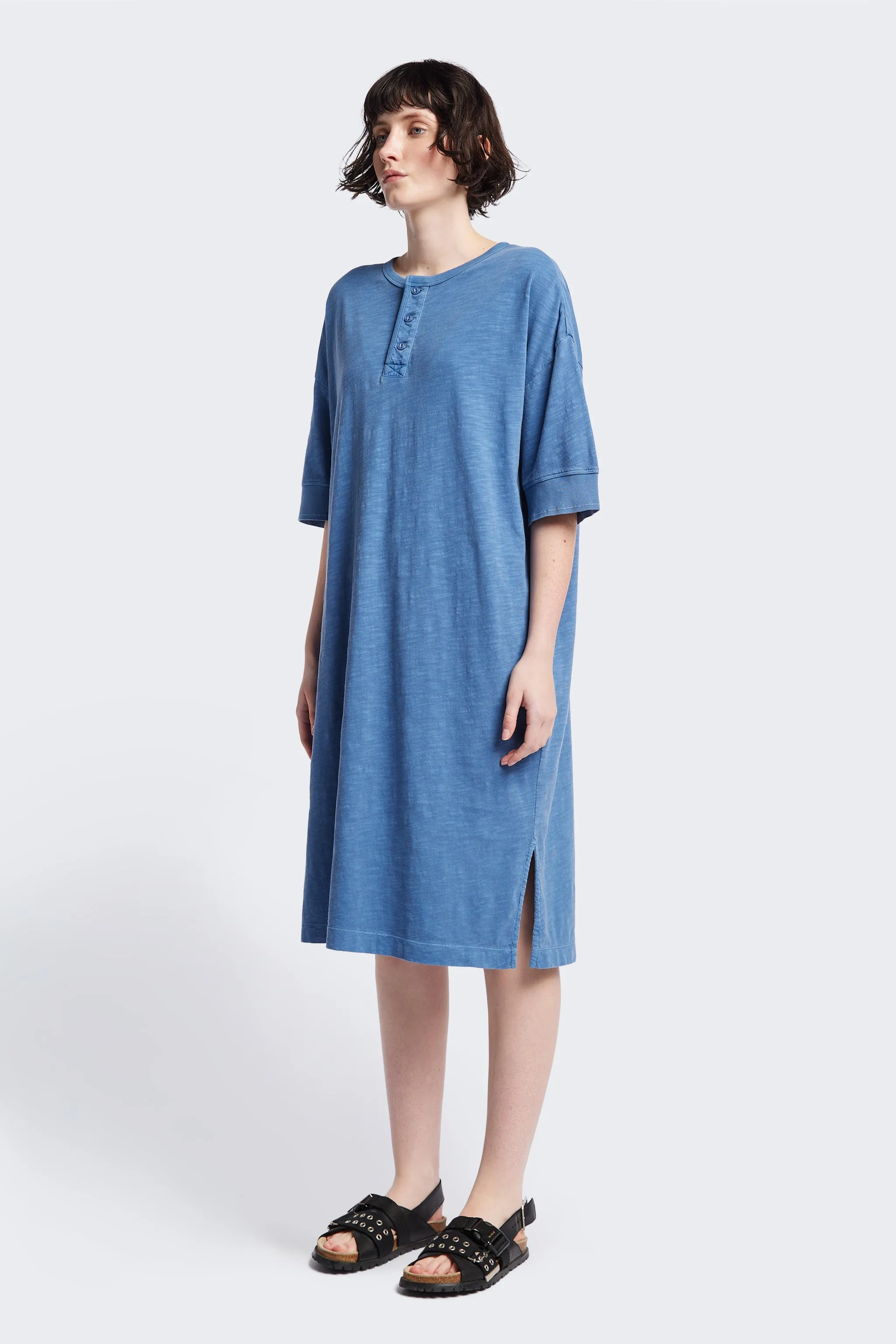 Clean Mood Relax Layers Treatise Henley Dress Blue