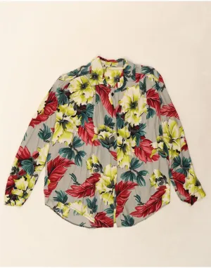 Smooth Zipper Design VINTAGE Womens Shirt UK 18 XL Multicoloured Floral