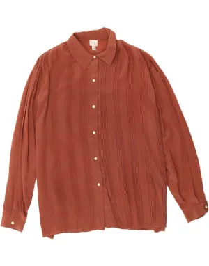 Low Profile Pocket Design VINTAGE Womens Shirt Blouse EU 48 2XL Brown