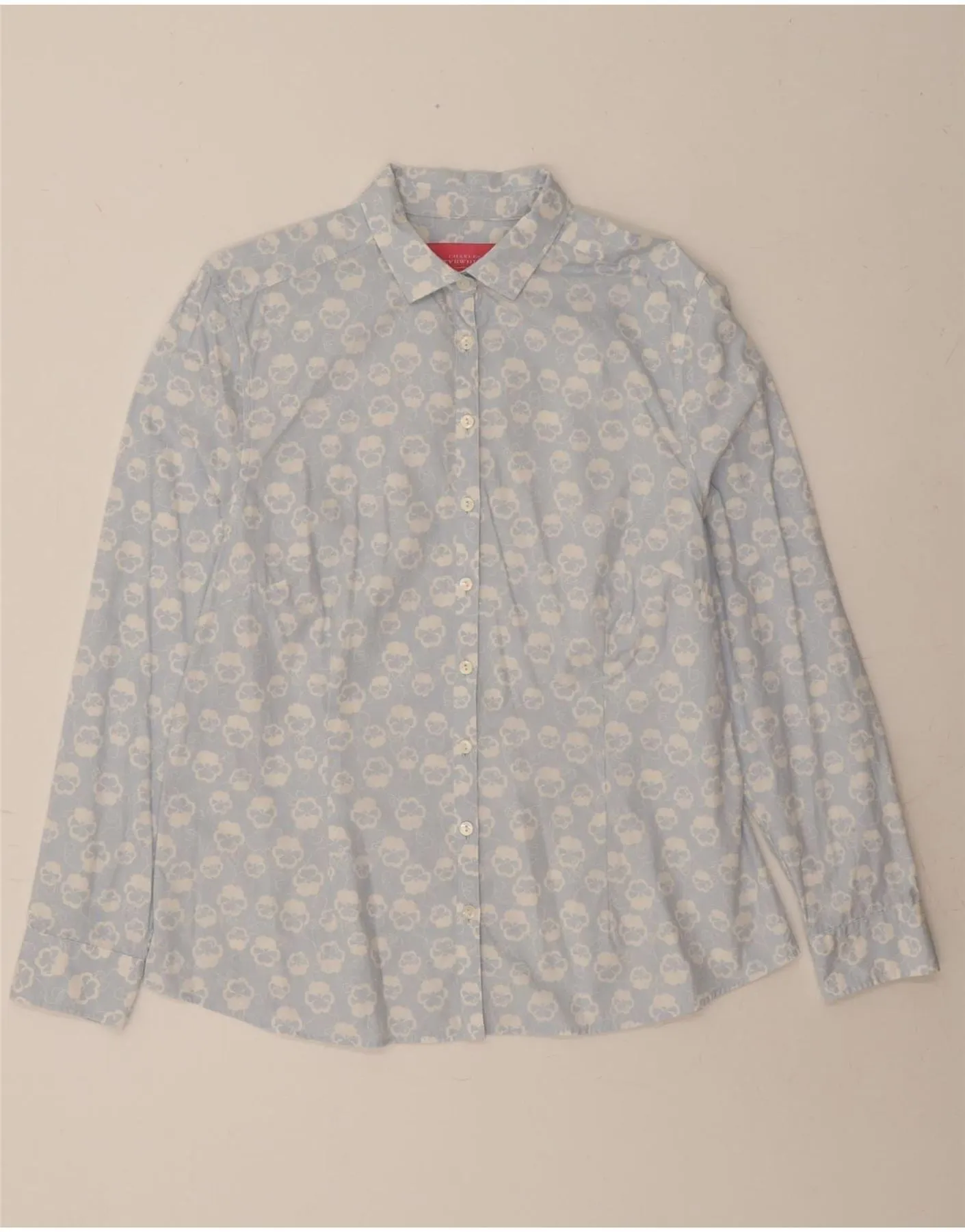 CHARLES TYRWHITT Womens Shirt UK 18 XL Blue Floral Cotton Minimalist fashion Unisex Design