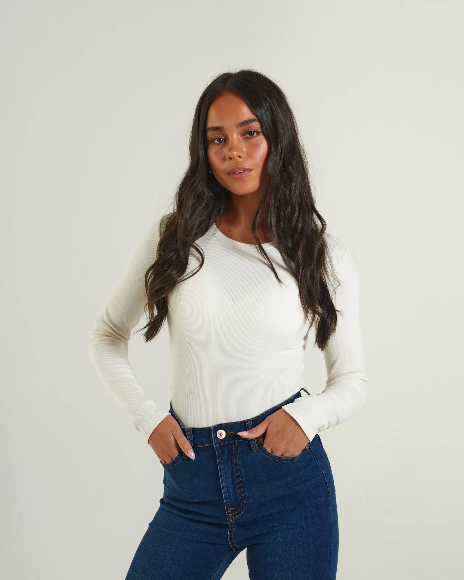 Durable Knit Structure Lorelei Bodysuit Cream