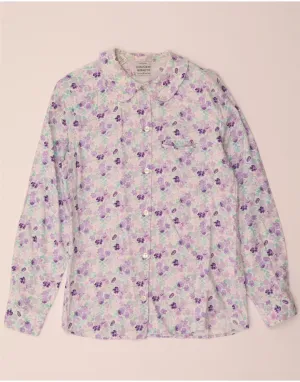 BENETTON Womens Shirt IT 42 Medium Purple Floral Viscose Active Wear