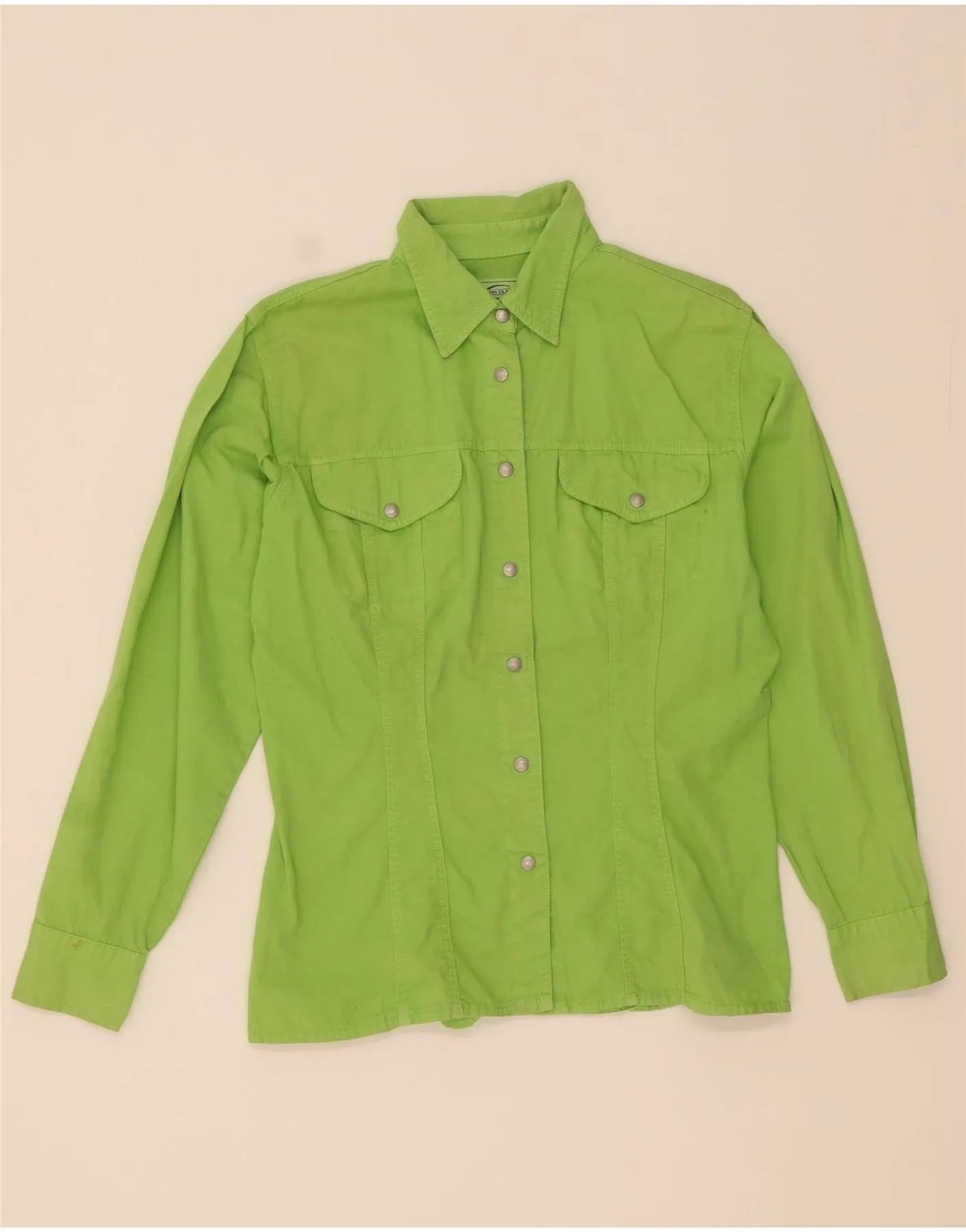 Oversized Fit Advanced Moisture Management VINTAGE Womens Shirt UK 10 Small Green Cotton