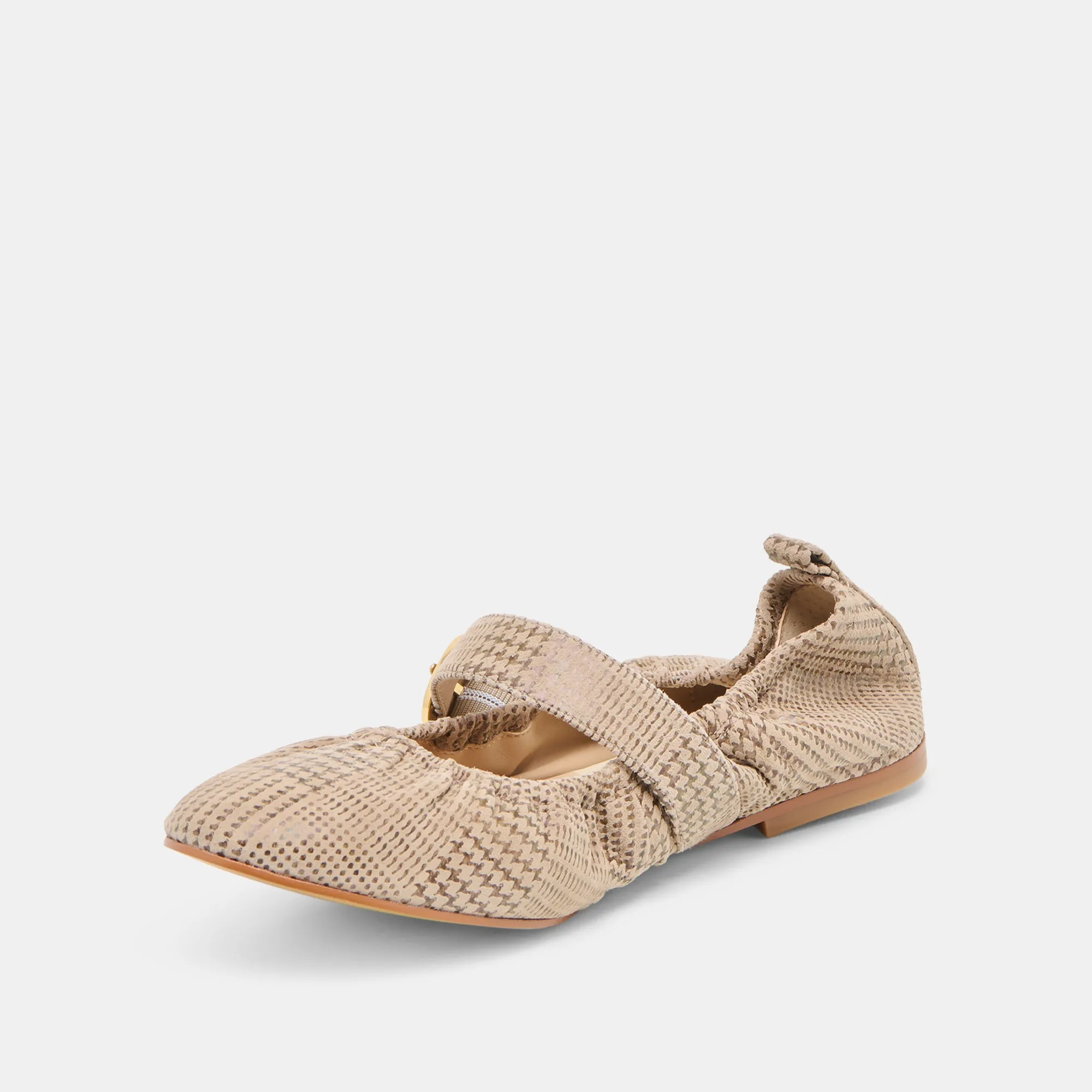 Sleek Footwear CAELY BALLET FLATS HERRINGBONE PRINTED SUEDE