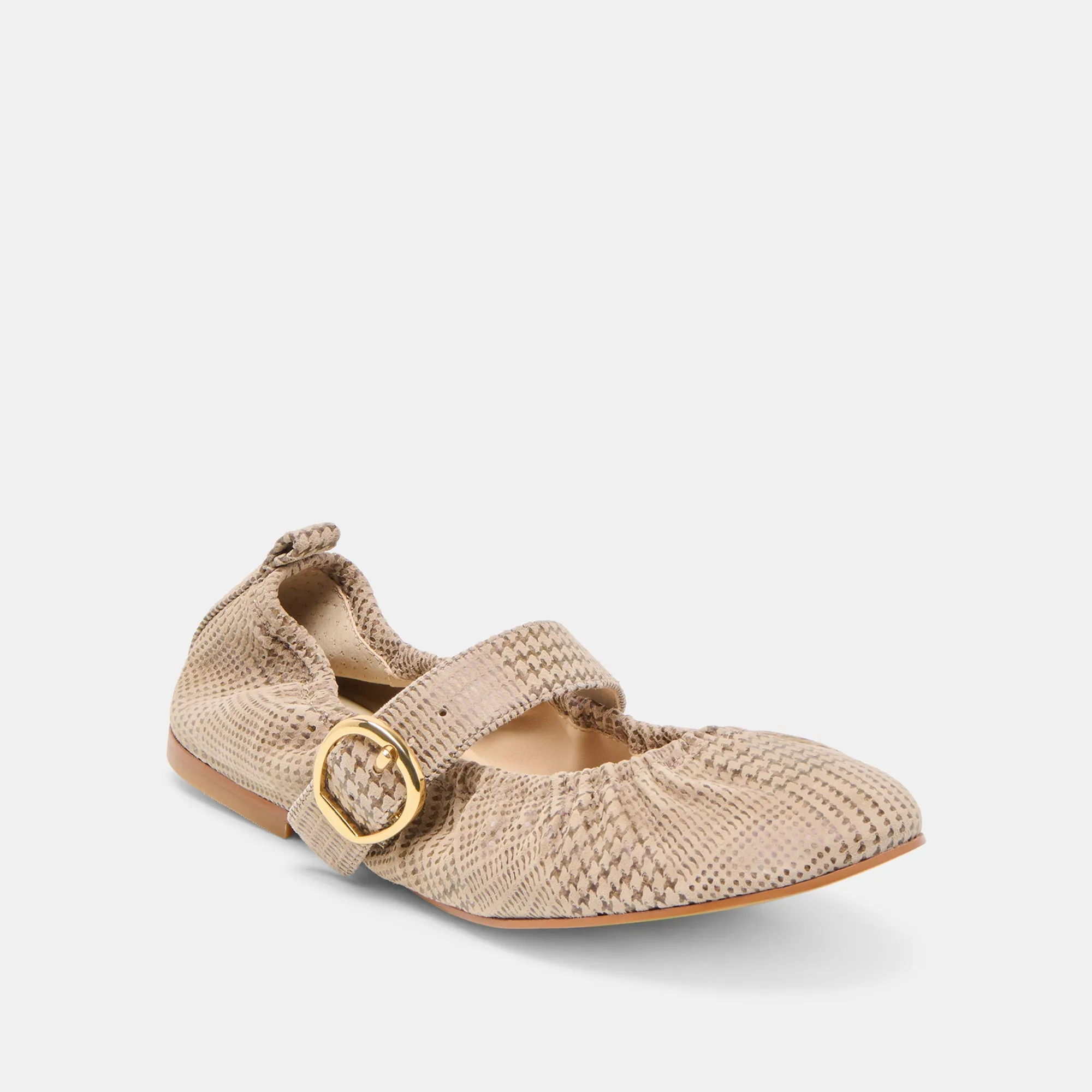 CAELY BALLET FLATS HERRINGBONE PRINTED SUEDE View Top Dance Floor