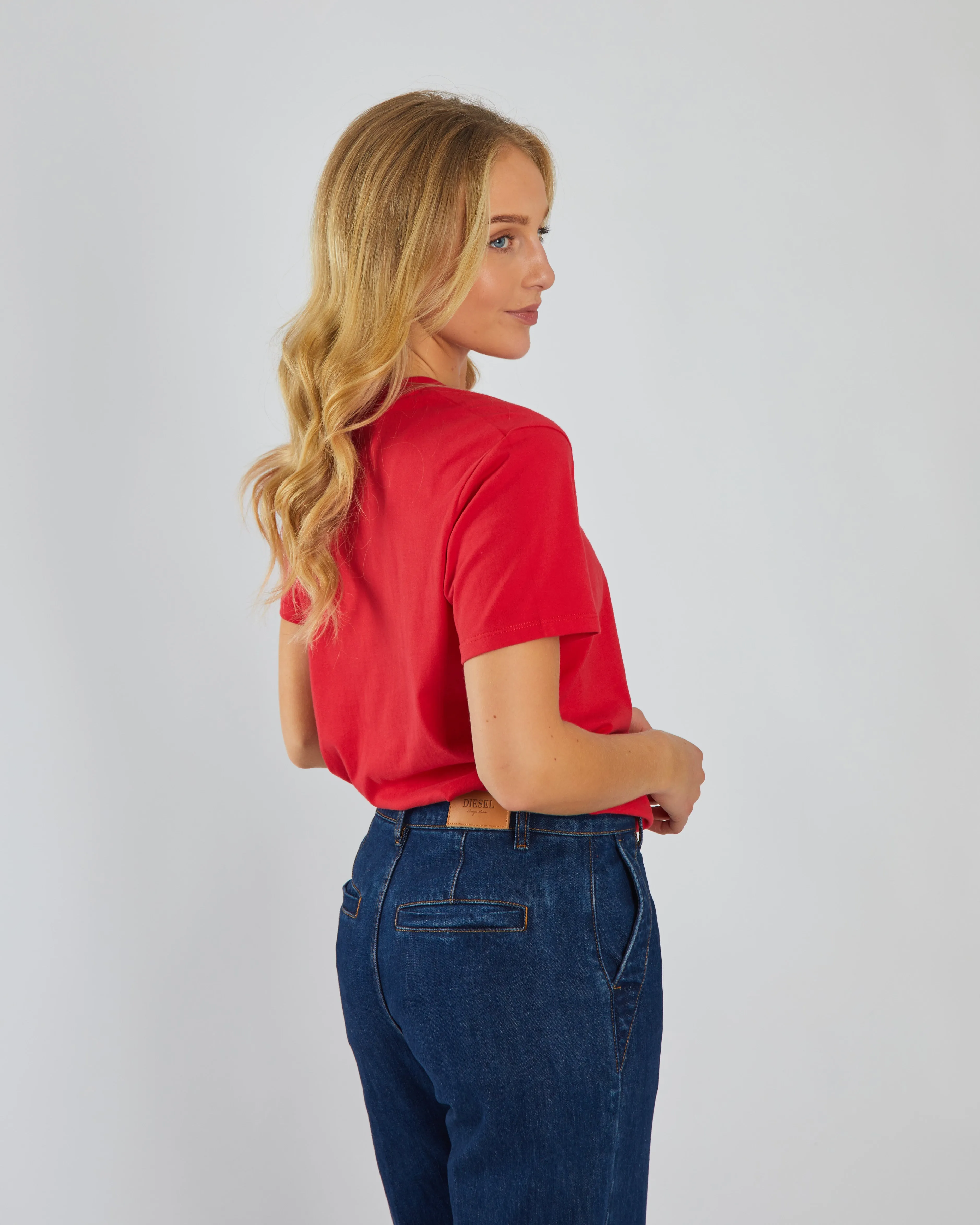 Jada Basic O Neck Tango Red Crew neck classic
