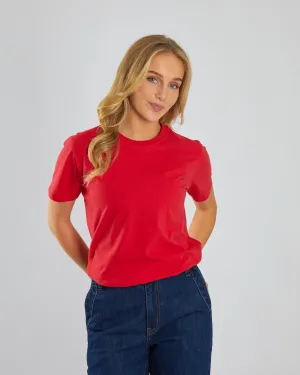 Travel Trend Look Relaxed Layers Jada Basic O Neck Tango Red