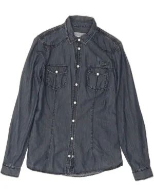 MASSIMO DUTTI Womens Shirt EU 36 XS Blue Cotton Runway Inspired Anti Pilling Finish