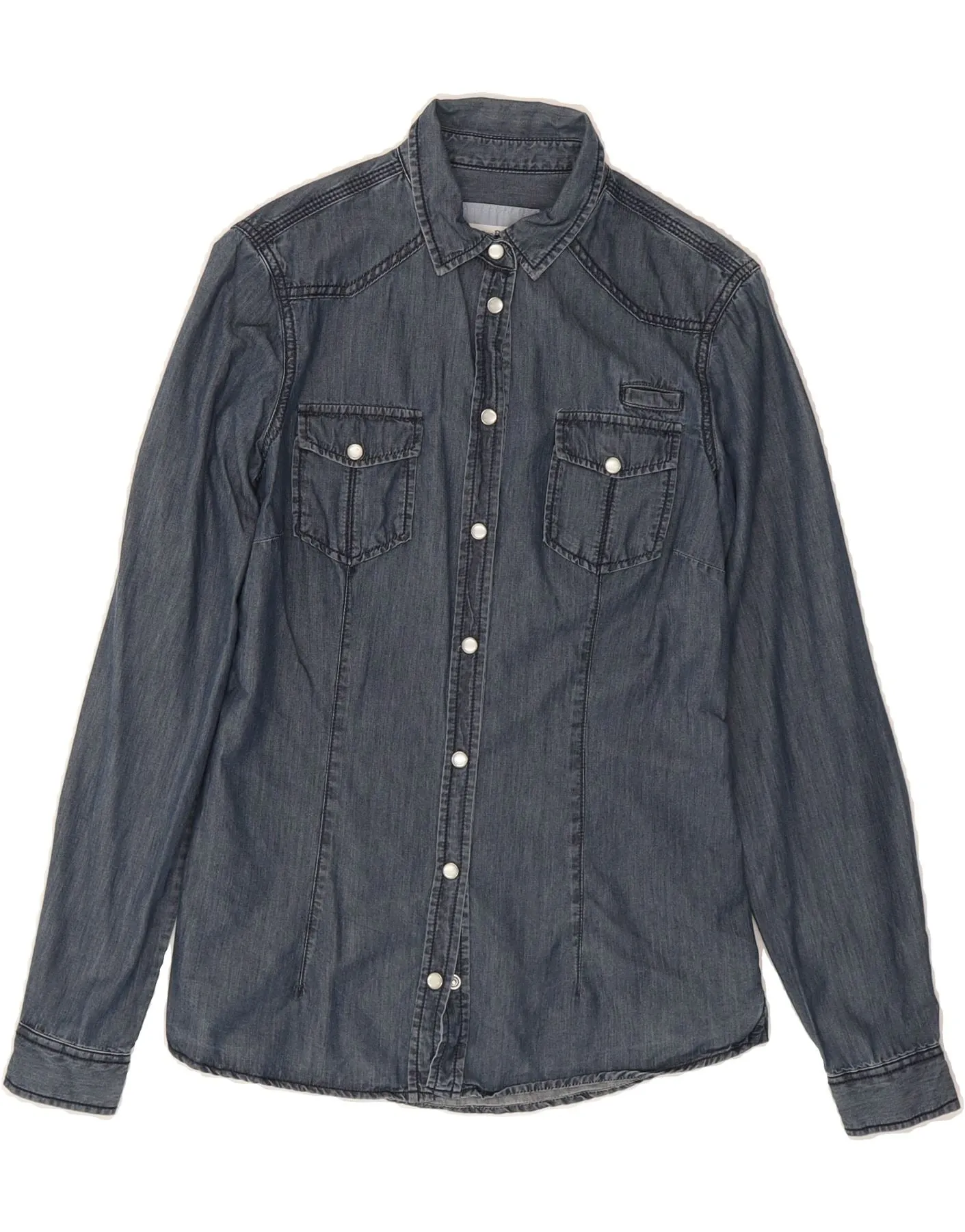 MASSIMO DUTTI Womens Shirt EU 36 XS Blue Cotton Runway Inspired Anti Pilling Finish