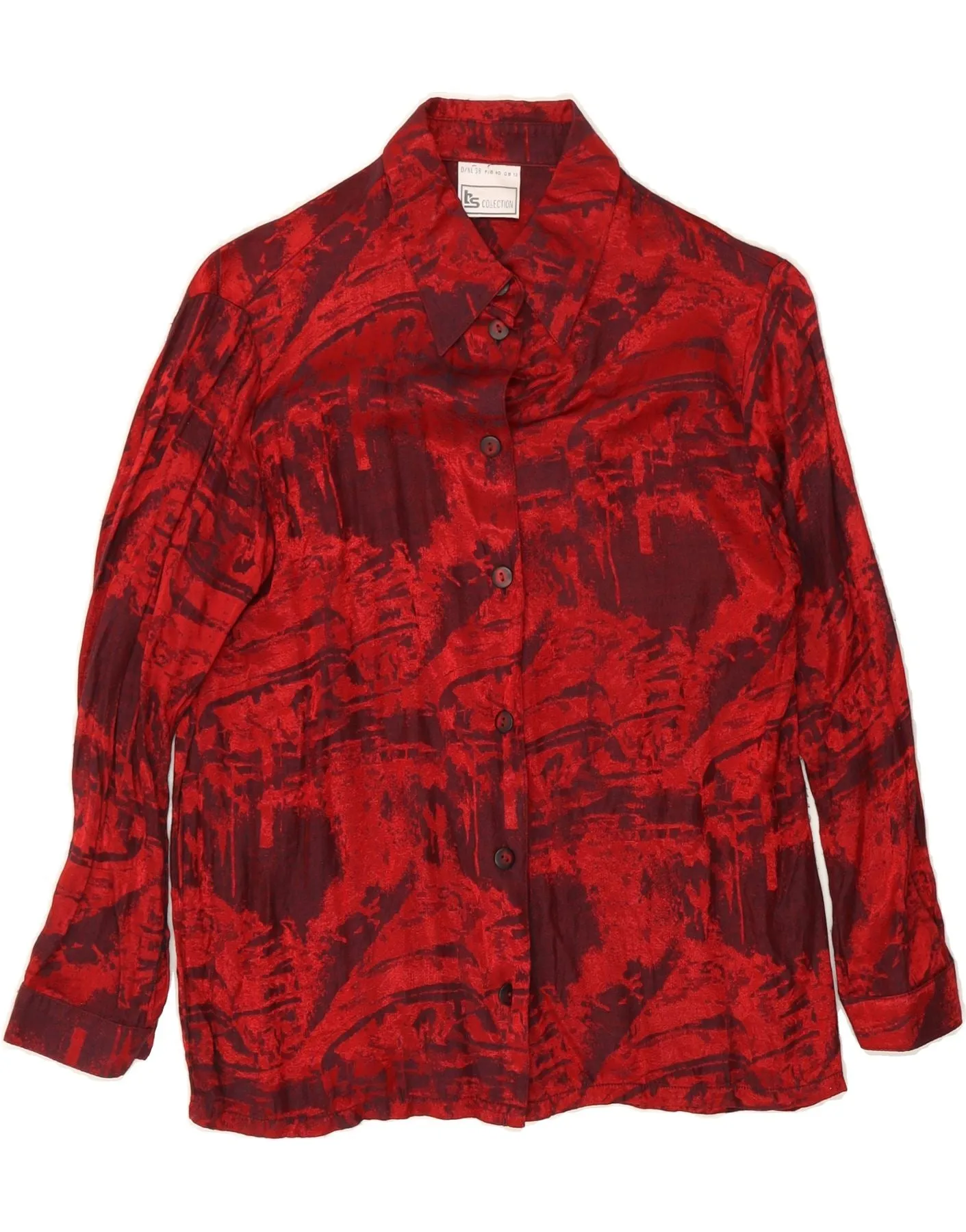 VINTAGE Womens Shirt Blouse UK 12 Medium Red Tie Dye Iconic look