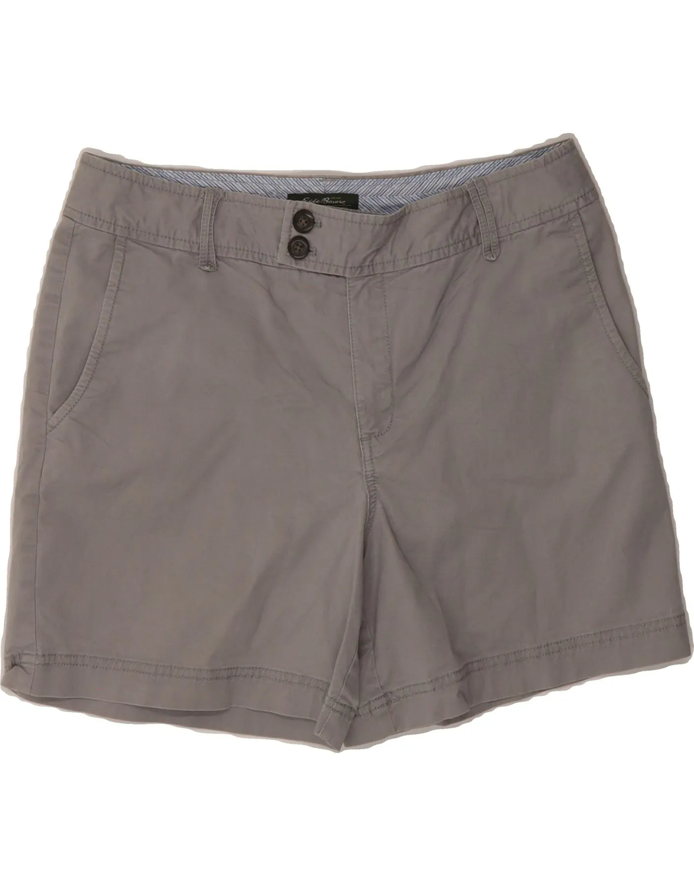 EDDIE BAUER Womens Seattle Chino Shorts US 12 Large W34  Grey Cotton Lakeside Relaxation Rooftop Bar