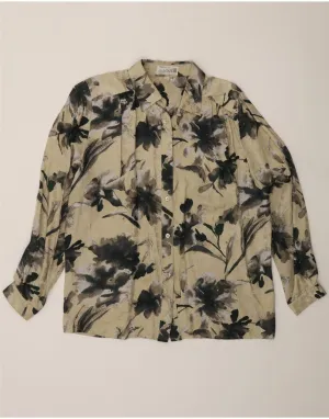 PETER HAHN Womens Shirt EU 42 XL Beige Floral Winter Essentials high-low hem