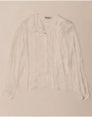 Outdoor Adventure VINTAGE Womens Shirt Blouse UK 14 Medium White Viscose