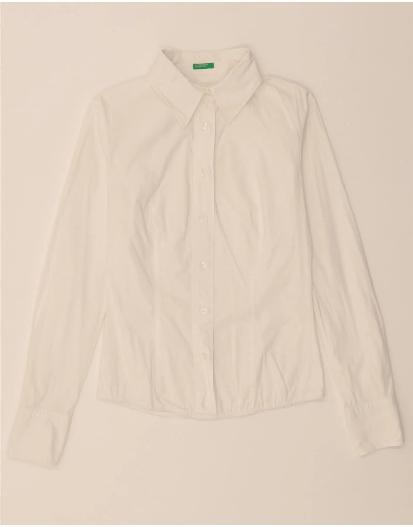 BENETTON Womens Shirt UK 10 Small White Comfortable Wear Multi Pocket Utility