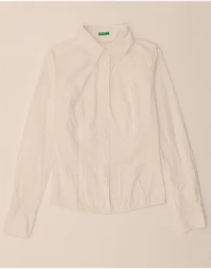 BENETTON Womens Shirt UK 10 Small White Comfortable Wear Multi Pocket Utility