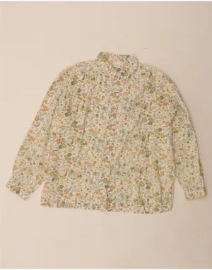 VINTAGE Womens Shirt UK 20 2XL Beige Floral Polyester Non Restrictive Armhole