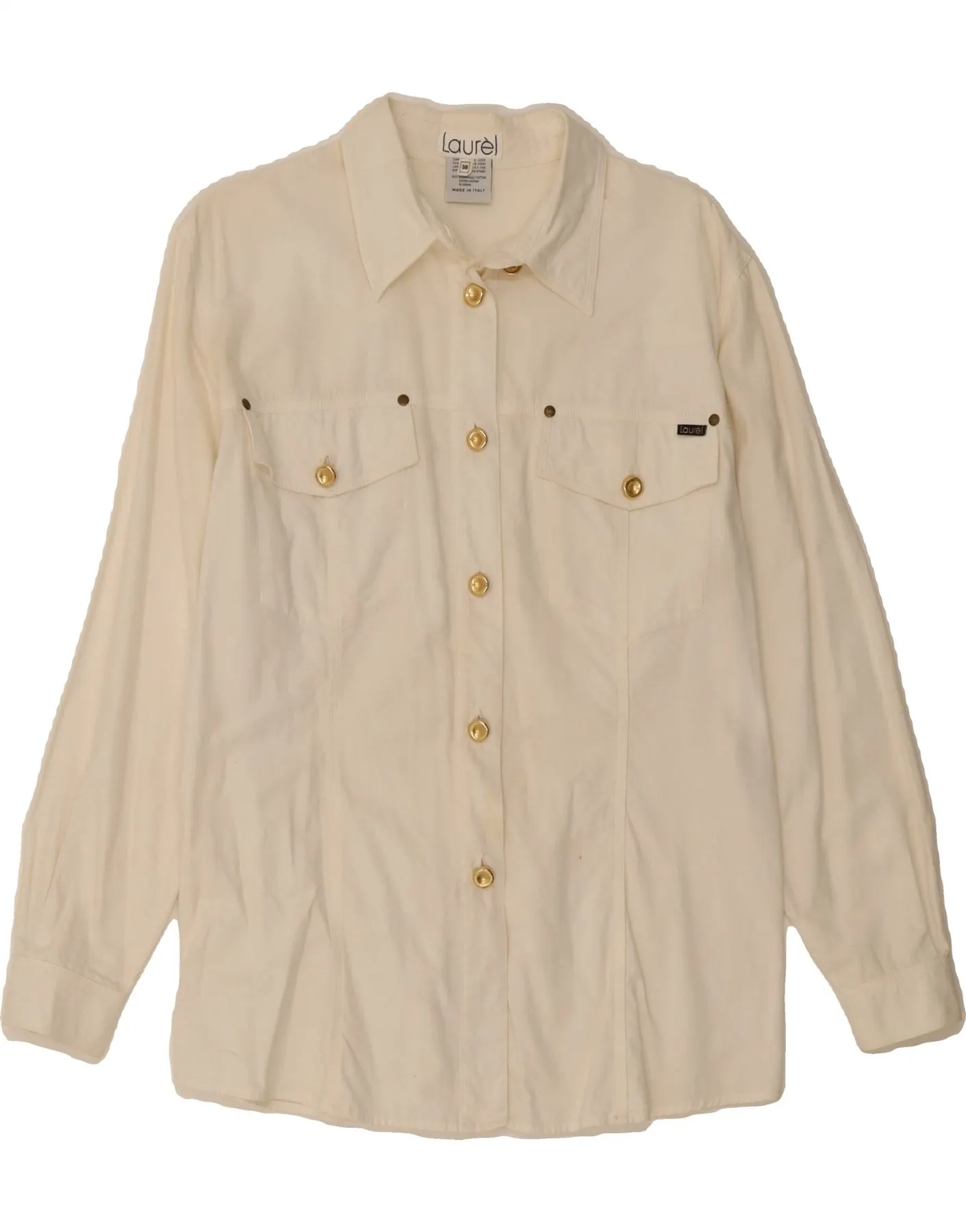 LAUREL Womens Shirt EU 38 Medium White Cotton Friends Meetup Smooth Cotton Blend