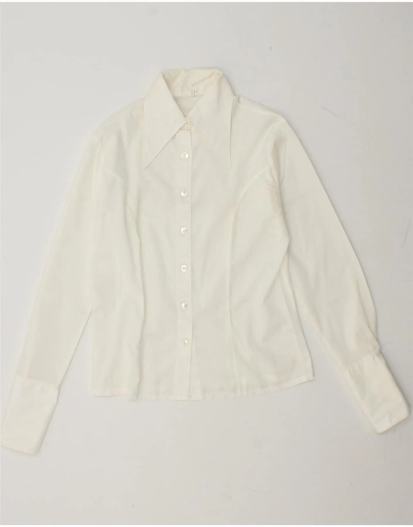 Tear Resistant Reinforcement Unisex Option VINTAGE Womens Shirt Blouse IT 42 Medium White Polyester
