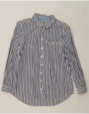 TOMMY HILFIGER Womens Shirt UK 14 Medium Navy Blue Striped Lyocell Fashion Forward