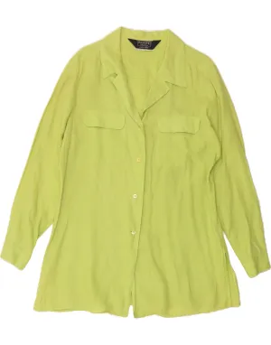 MAX MARA Womens Shirt Blouse UK 18 XL Green Linen Wrinkle Resistant