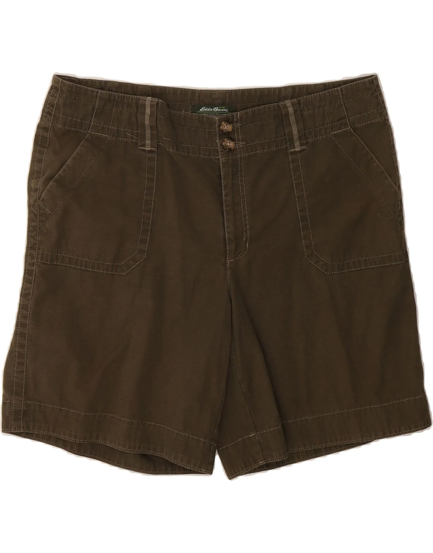 Modern Look EDDIE BAUER Womens Seattle Chino Shorts US 16 2XL W38  Green Cotton