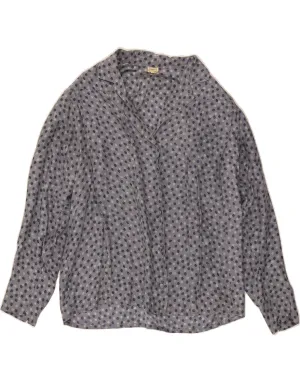 VINTAGE Womens Shirt Blouse UK 16 Large Blue Spotted Silk First Date